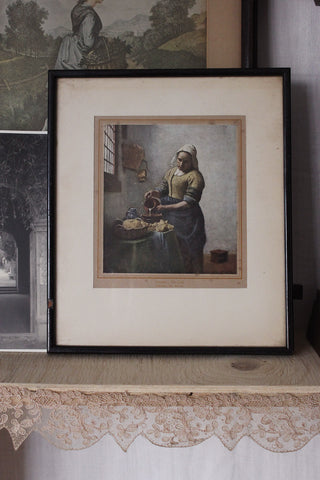Old Framed Vermeer Print - The Cook