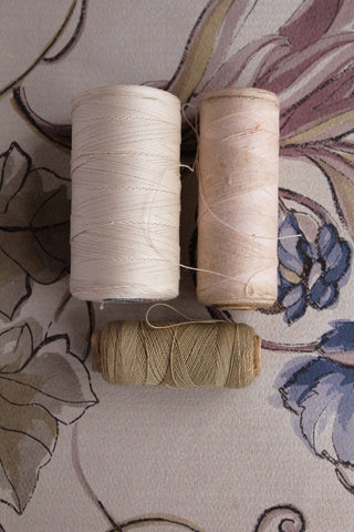 Collection of Old Linen & Cotton Threads in Gentle Tones
