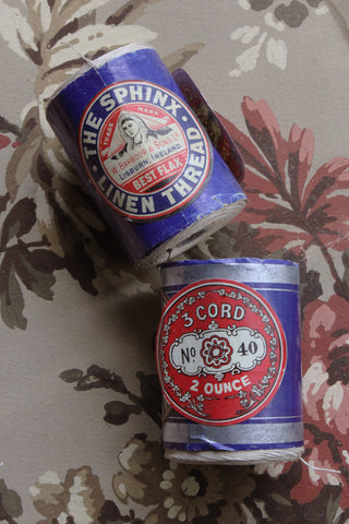 Two Reels of Old Irish Linen Thread - (blue label)