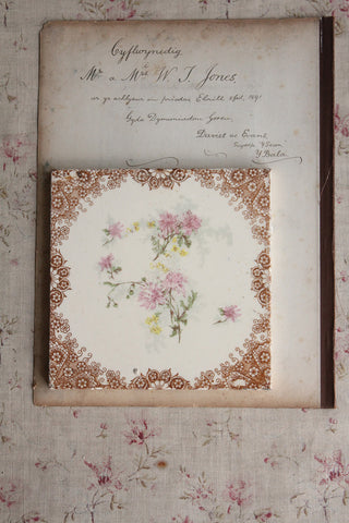 Old Rare Floral Tile - Faded Pastels