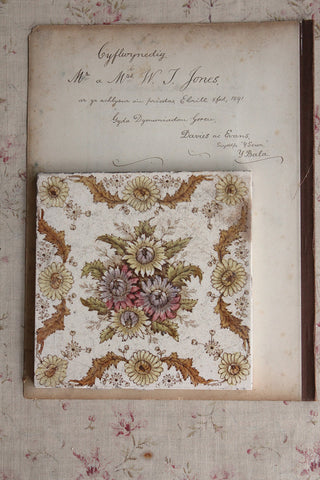 Old Rare Floral Tile - Faded Floral Corsage