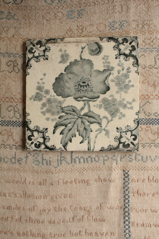 Old Rare Floral Tile - Papaver