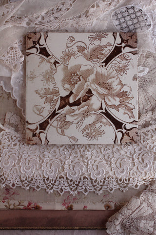 Old Rare Floral Tile - Papavers & Daisies