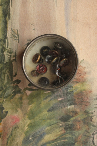 Antique Buttons In An Old Watchmakers Box