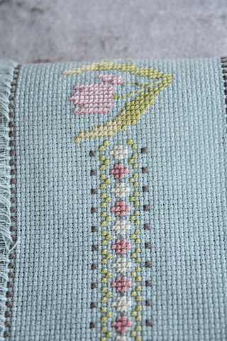 Narrow Vintage Needlepoint Mat - Tulips