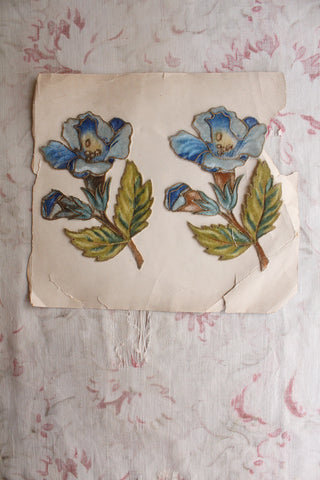 Beautiful Pair of Hand Painted Velvet Decoratives