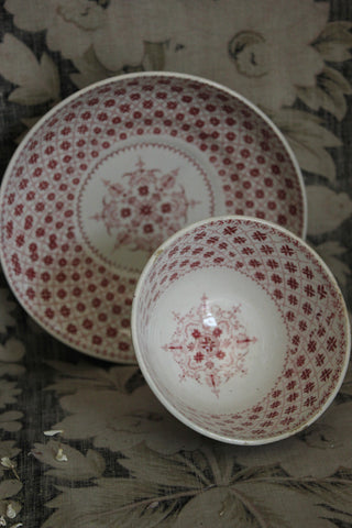 Precious Old Victorian Tea Bowl and Deep Saucer - Victoria Star