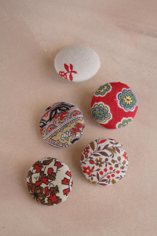 Hand Made Vintage Fabric Buttons - Set 6