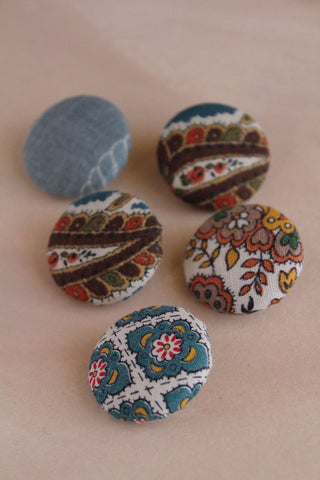 Hand Made Vintage Fabric Buttons - Set 8