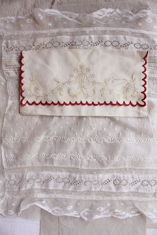 Old Hand Stitched French Envelope Purse - Linear Florals