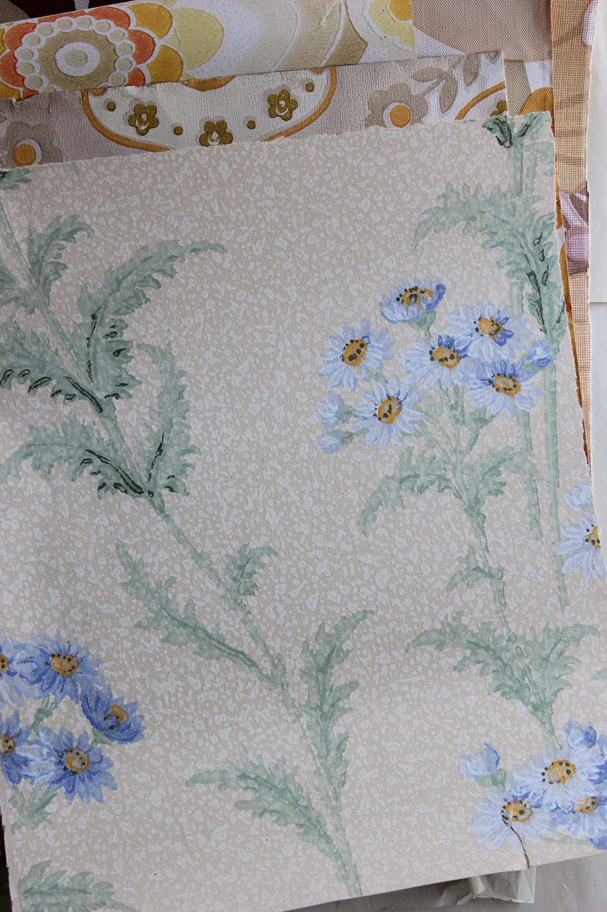 Large Collection of Vintage French Screen Printed Wallpaper Panels - Two