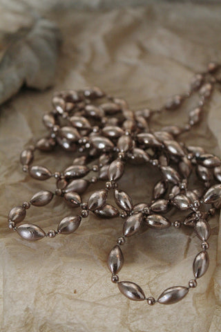 Old Long Necklace/Garland Wreath Decoration - Winter's Sun - Warm Silver
