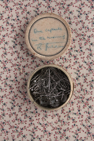 Old Pharmacy Box Filled With Dressmaking Pins