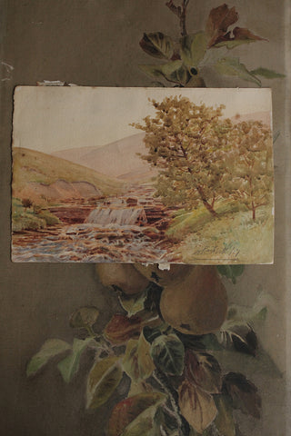 Old Watercolour Painting - Trees by the Falls