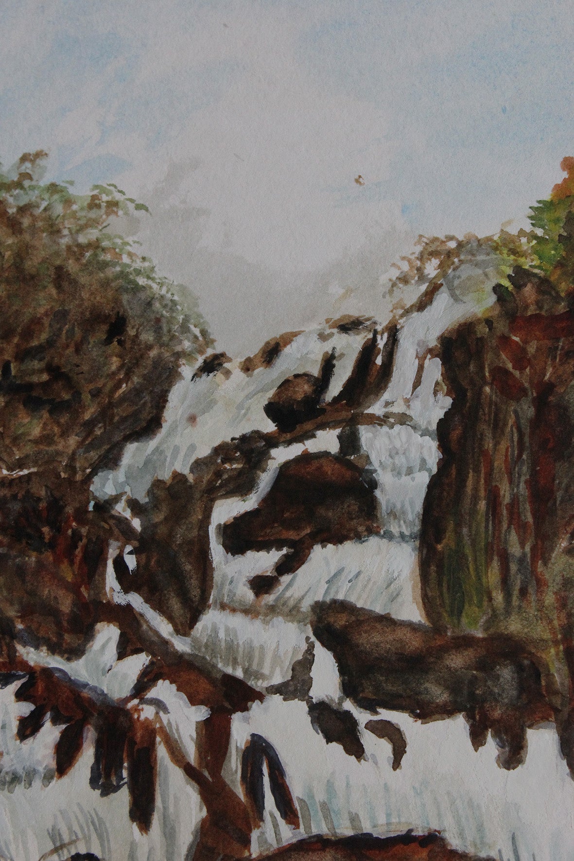 Vintage Watercolour Painting - Lodore Falls, Cumbria