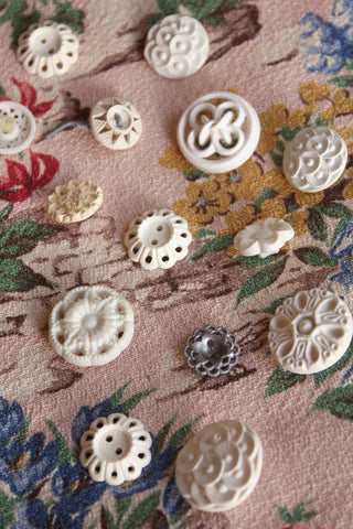 Collection of White Floral Varied Buttons