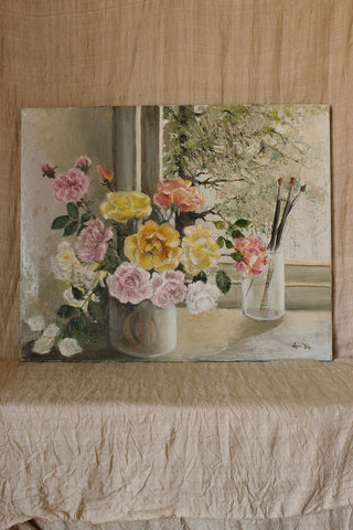 Vintage Canvas Painting  - The Windowsil