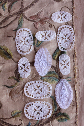 Varied Reclaimed Antique Decorative Lace and Broderie Windows