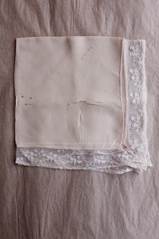 Old Worn Silk and Lace Hankie - Delicate Peach