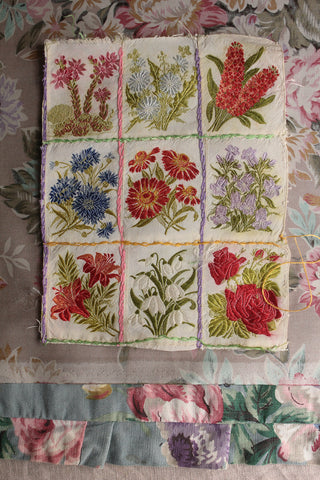 Beautiful Floral Hand Sewn Silk Panel - No.1
