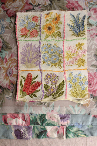 Beautiful Floral Hand Sewn Silk Panel - No.3