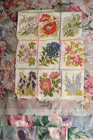 Beautiful Floral Hand Sewn Silk Panel - No.4