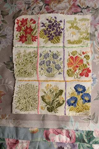 Beautiful Floral Hand Sewn Silk Panel - No.5