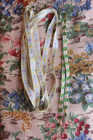 Vintage Embroidered Ribbons - Yellow & Green