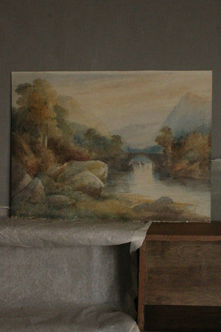 Old Watercolour Study - Watching the River