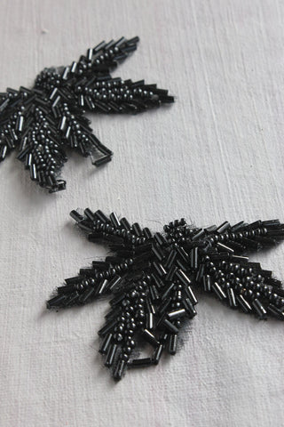 Reclaimed Twenties Hand Stitched Beaded Black Floral Motifs
