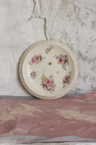 Rouge and Indigo - Antique Hand Painted Floral Plate