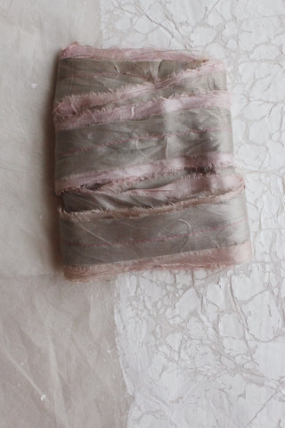 THE RIBBON PATH - Delicate Layered Silk Ribbon - ROSE GERANIUM