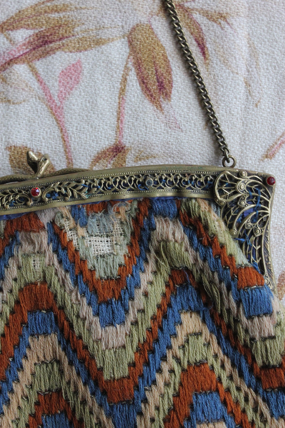 Old Flame Stitch Embroidered Handbag