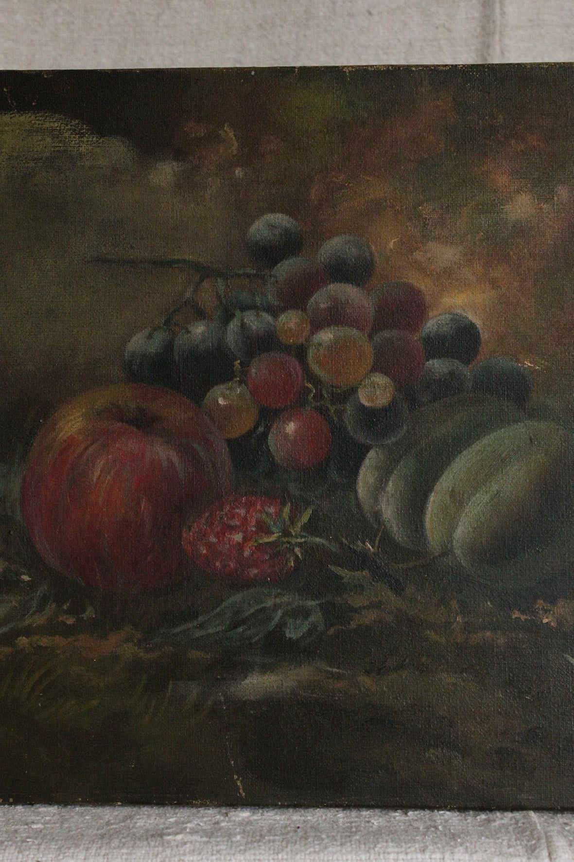 Old Antique Oil Painting on Stretched Canvas -  Autumn Tones