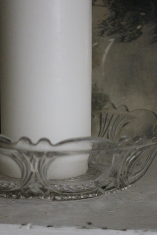 Large Decorative Cut Glass Bowl with Tall Candle