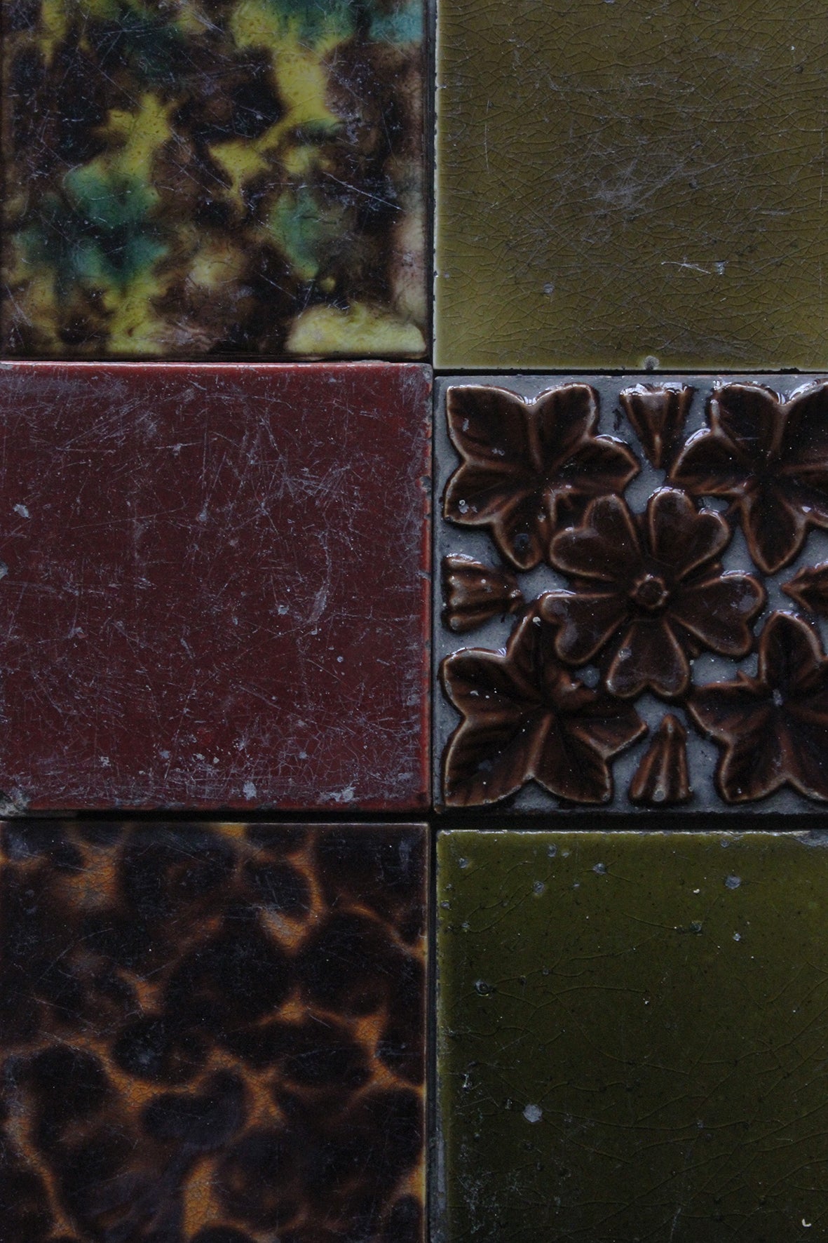 Old Hearth Tiles - Oak Leaves & Textures - Two