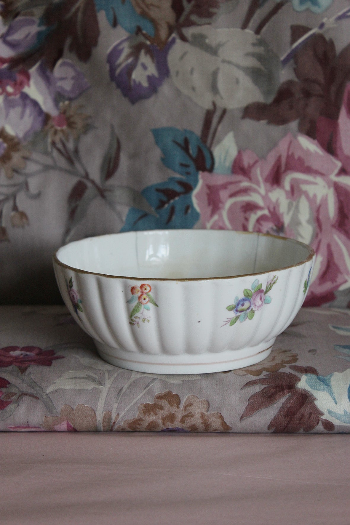 Perfectly Imperfect Old Hand Painted Floral Bowl
