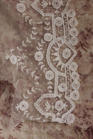 Beautiful Antique Embroidered & Appliqued Floral Panel