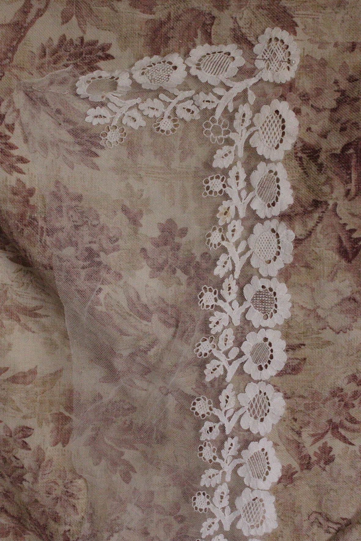 Beautiful Antique Embroidered Floral Reclaimed Panel