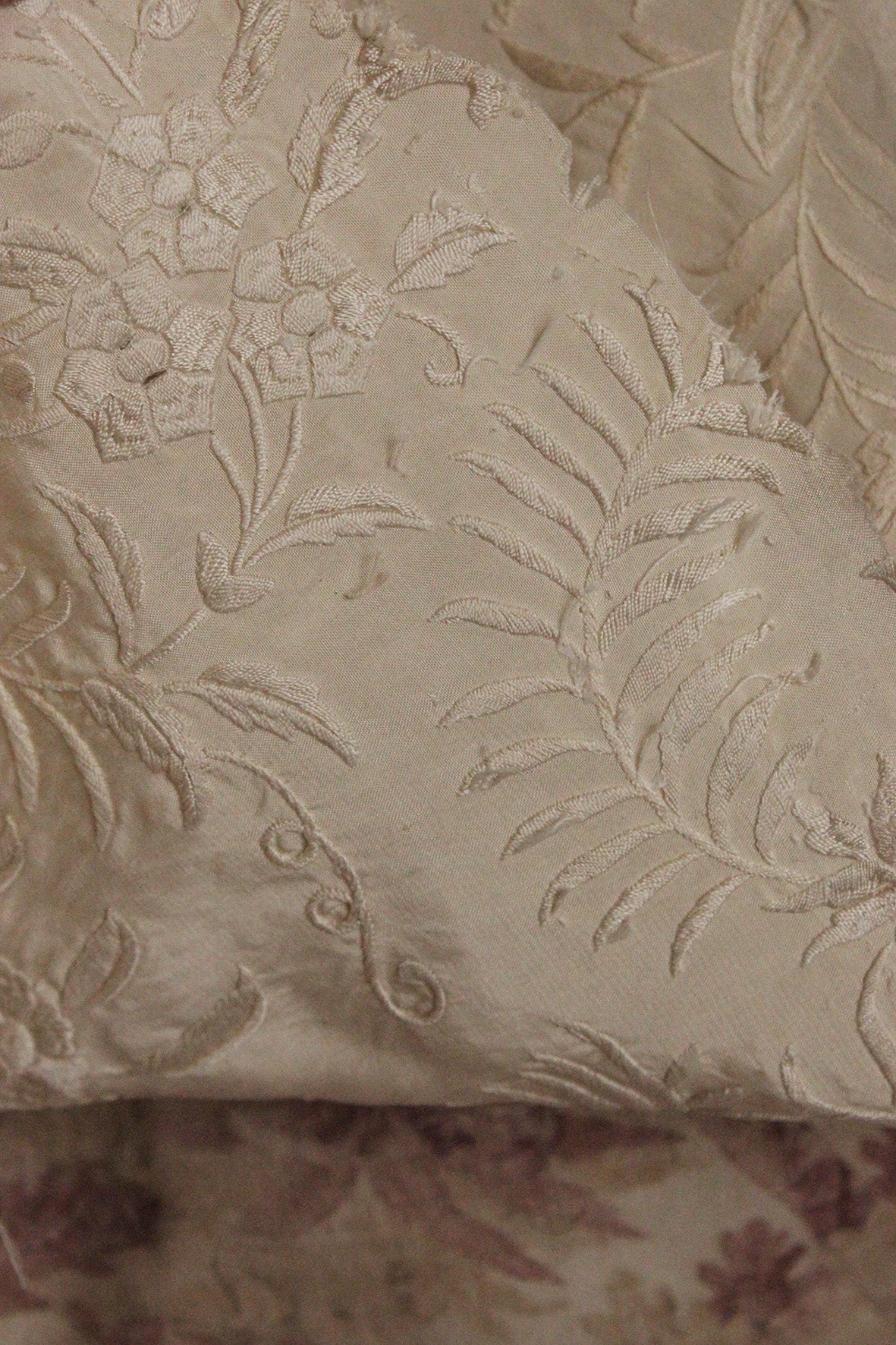 Beautiful Antique Heavy Silk Embroidered Floral Panel