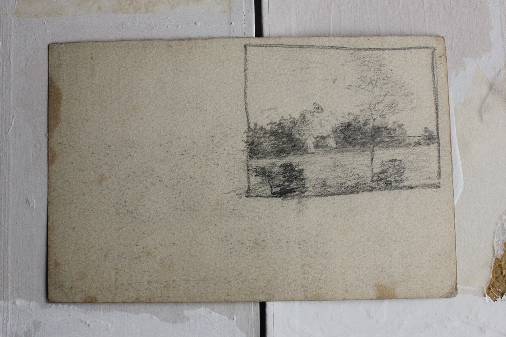 Old Reclaimed Sketchbook Page - Landscape Study