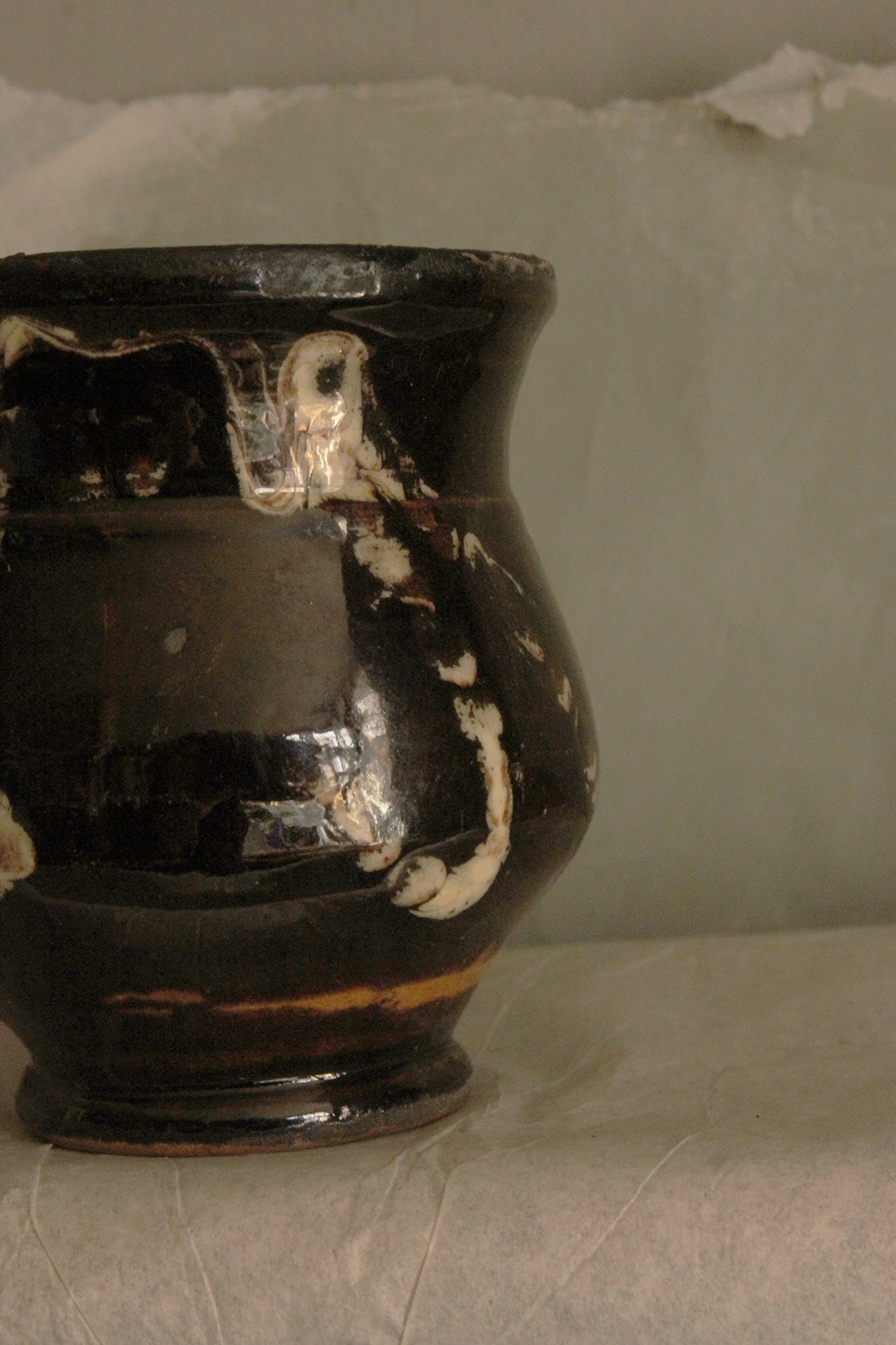 Old Hand Thrown Coffee Cup - Dark Marble