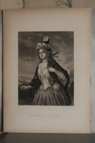 Old French Print on Card - Charlotte van Longfeld