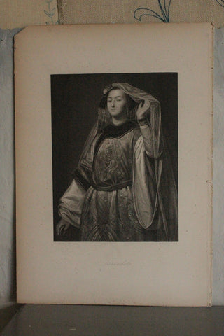 Old French Print on Card - Two