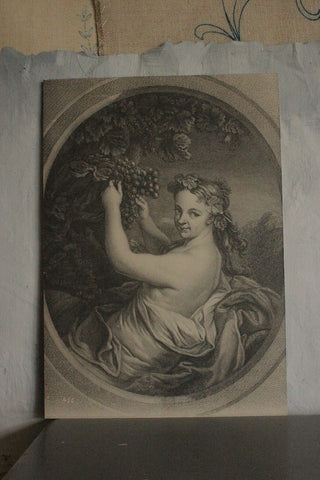 Old French Print on Card - Two