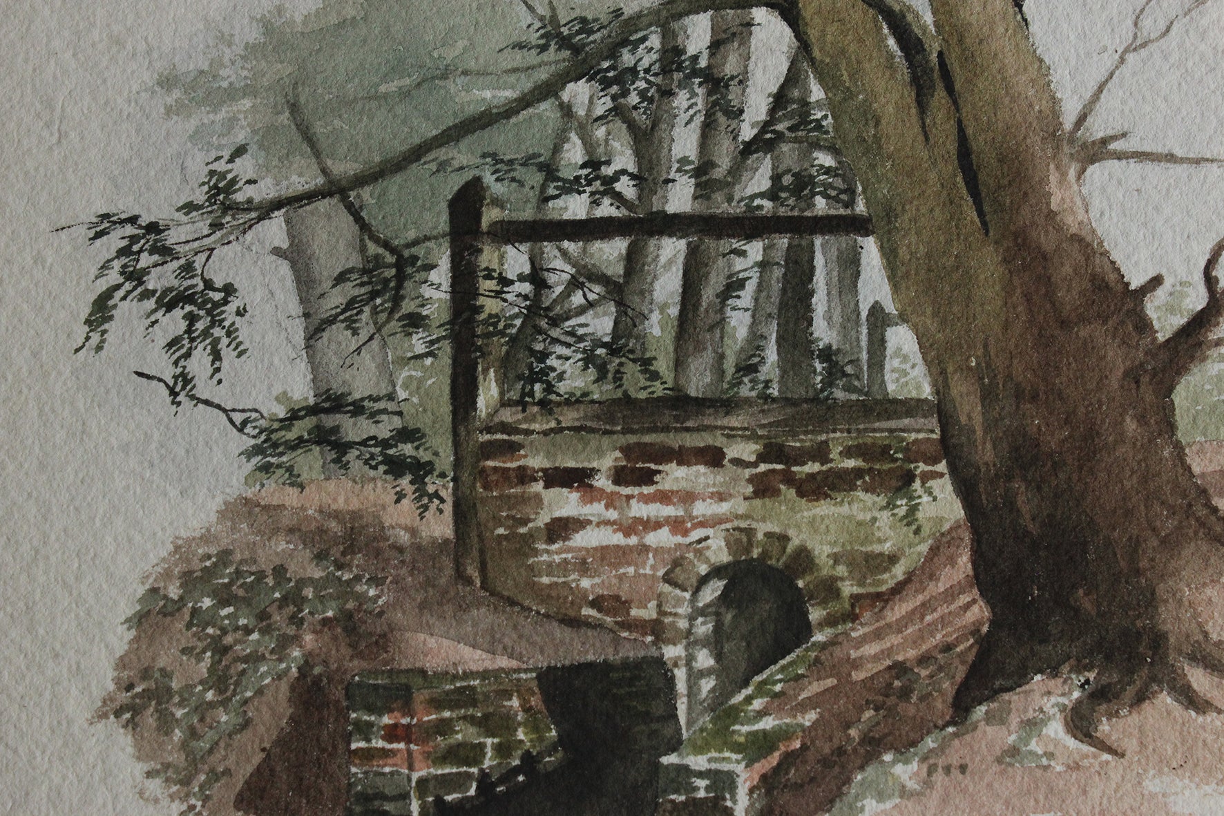 Old Watercolour Painting - The Bridge