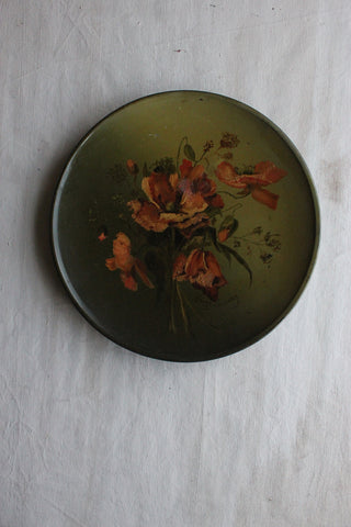 Hand Painted Victorian Metal Plate - Papavers