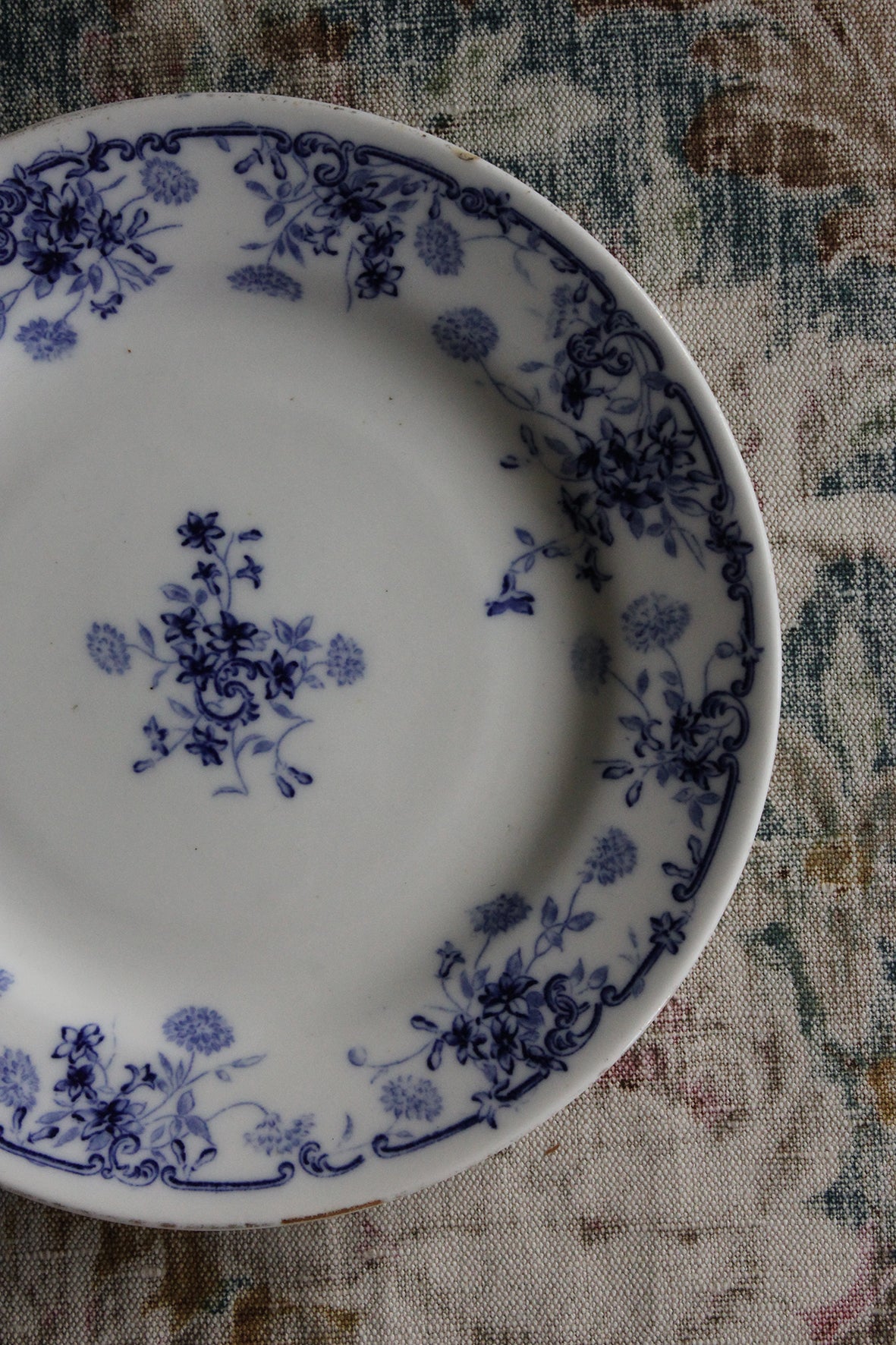 Old Linear French Porcelain Plate