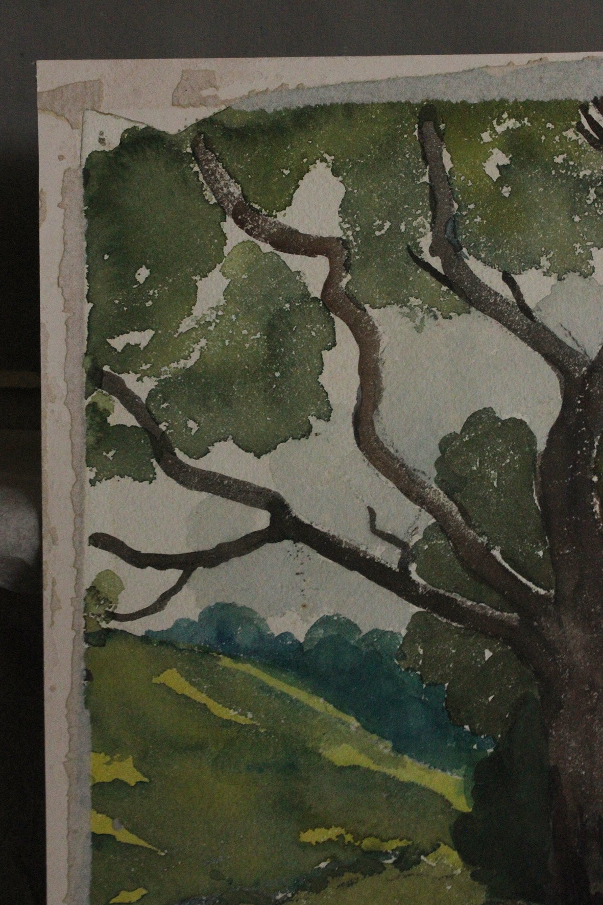 Vintage Woodland Watercolour on Board