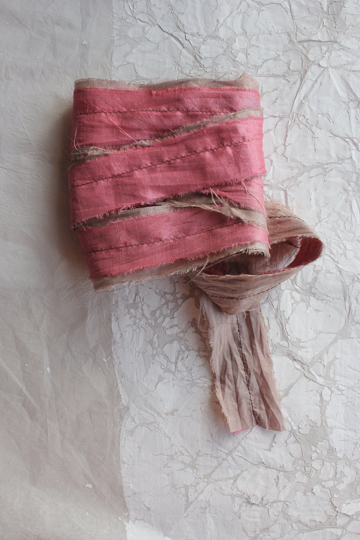 THE RIBBON PATH - Delicate Layered Silk Ribbon - ROSE GERANIUM